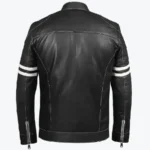 Men Fred Black Biker Leather Jacket Back