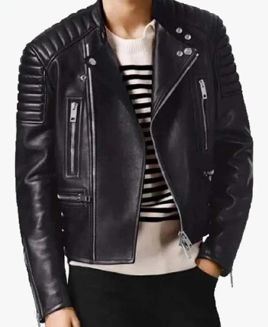 Men’s Asymmetrical Black Bikers Padded Jackets Rare Jacket