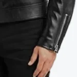 Men’s Black Padded Sleeves Biker Leather Jacket Sleeves Rare Jacket