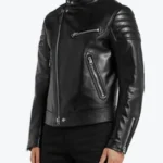 Men’s Black Padded Sleeves Biker Leather Jackets Rare Jacket