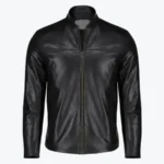 Men’s Black Simple Biker Leather Jacket - Rare Jackets