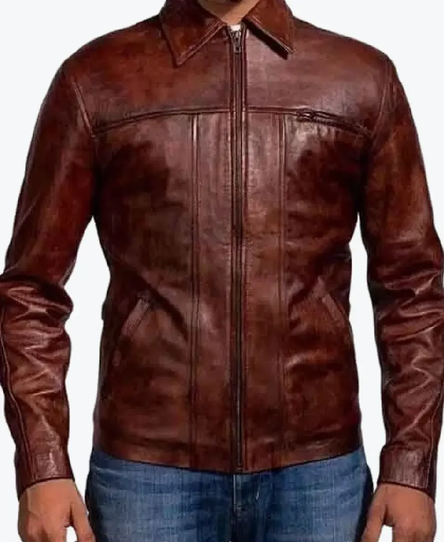 Men’s Brown Distressed Biker Leather Jackets Rare Jacket