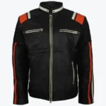 Men’s Cafe Racer Striped Black Retro Biker Jackets Rare Jacket