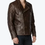 Men’s Dark Brown Quilted Leather Biker Jacket - Rare Jackets