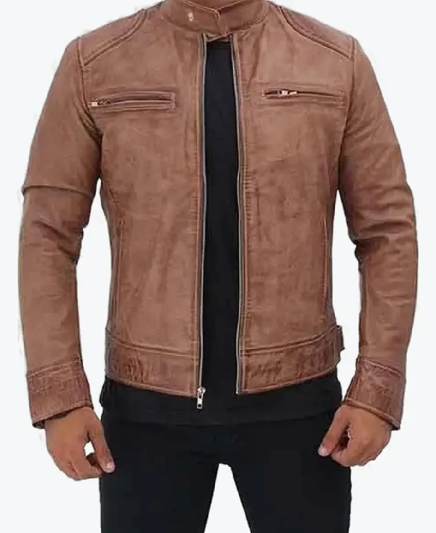 Men’s Distressed Tan Brown Cafe Racer Jackets Rare Jacket