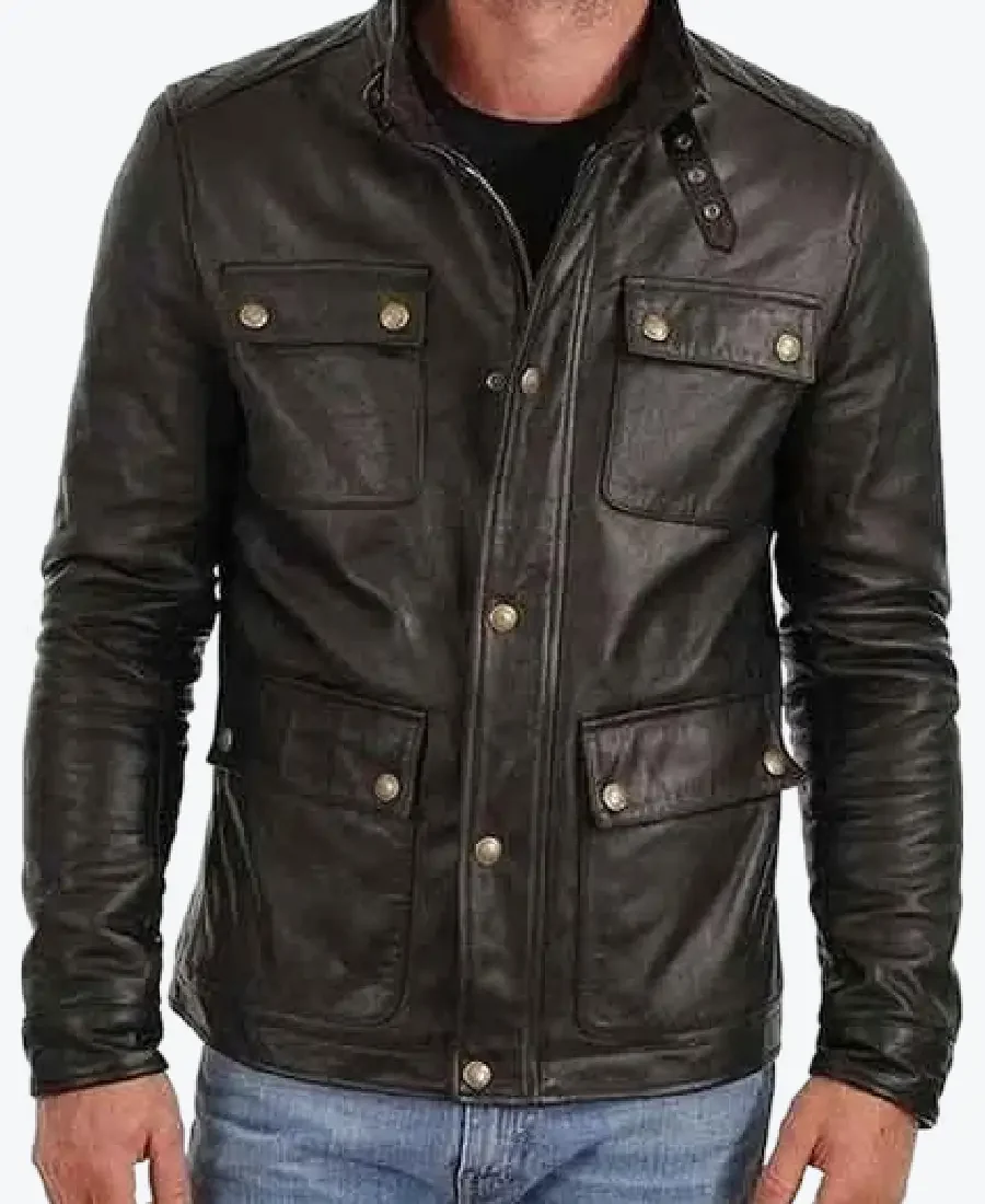 Men’s Four Pocket Black Biker Leather Jackets Rare Jacket
