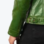 Men's Green Leather Jacket Cuffs - Rare Jackets