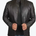 Men’s Long Black Biker Leather Jacket