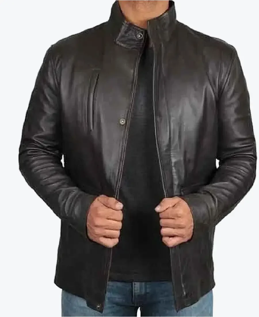 Men’s Long Black Biker Leather Jacket