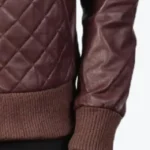 Men's Moda Brown Leather Bomber Jacket Sleeves - Rare Jackets