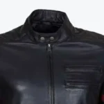 Men’s Red Striped Retro Biker Jacket Collar Rare Jacket