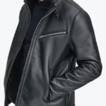 Robert Men’s Black Genuine Biker Leather Jacket Side