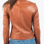 Shop The Aileen Women’s Brown Biker Leather Jacket - Rare Jackets
