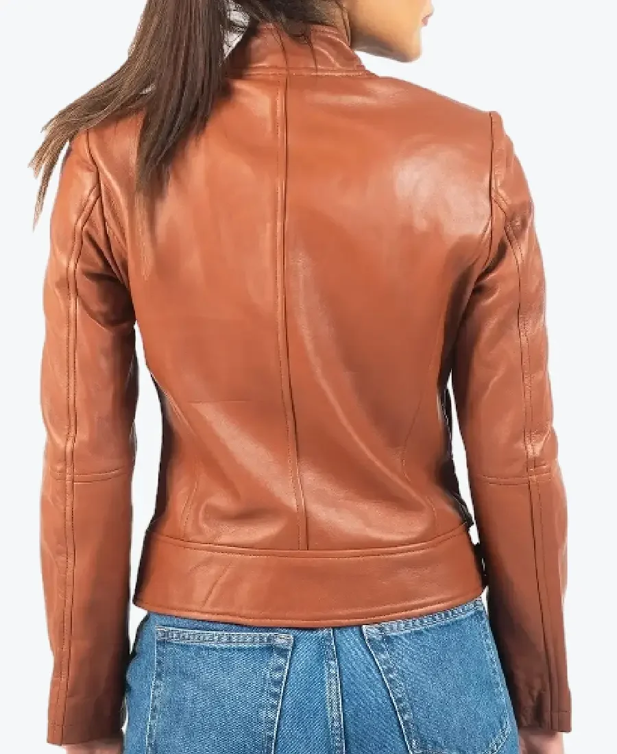 Shop The Aileen Women’s Brown Biker Leather Jacket - Rare Jackets