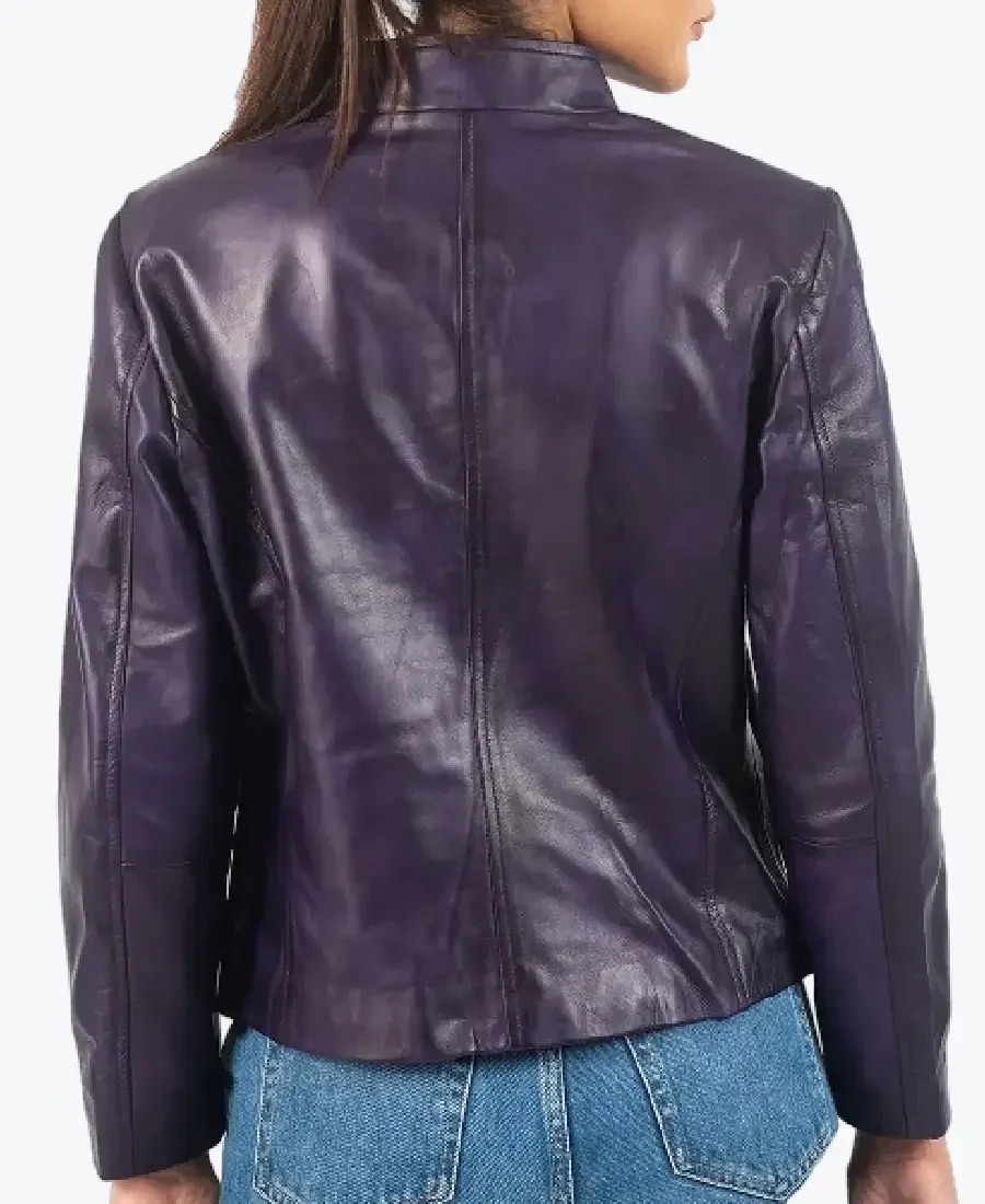 Shop The Brandy Women’s Purple Biker Leather Jacket - Rare Jackets