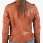 Shop The Elaine Women’s Brown Leather Biker Jacket - Rare Jackets