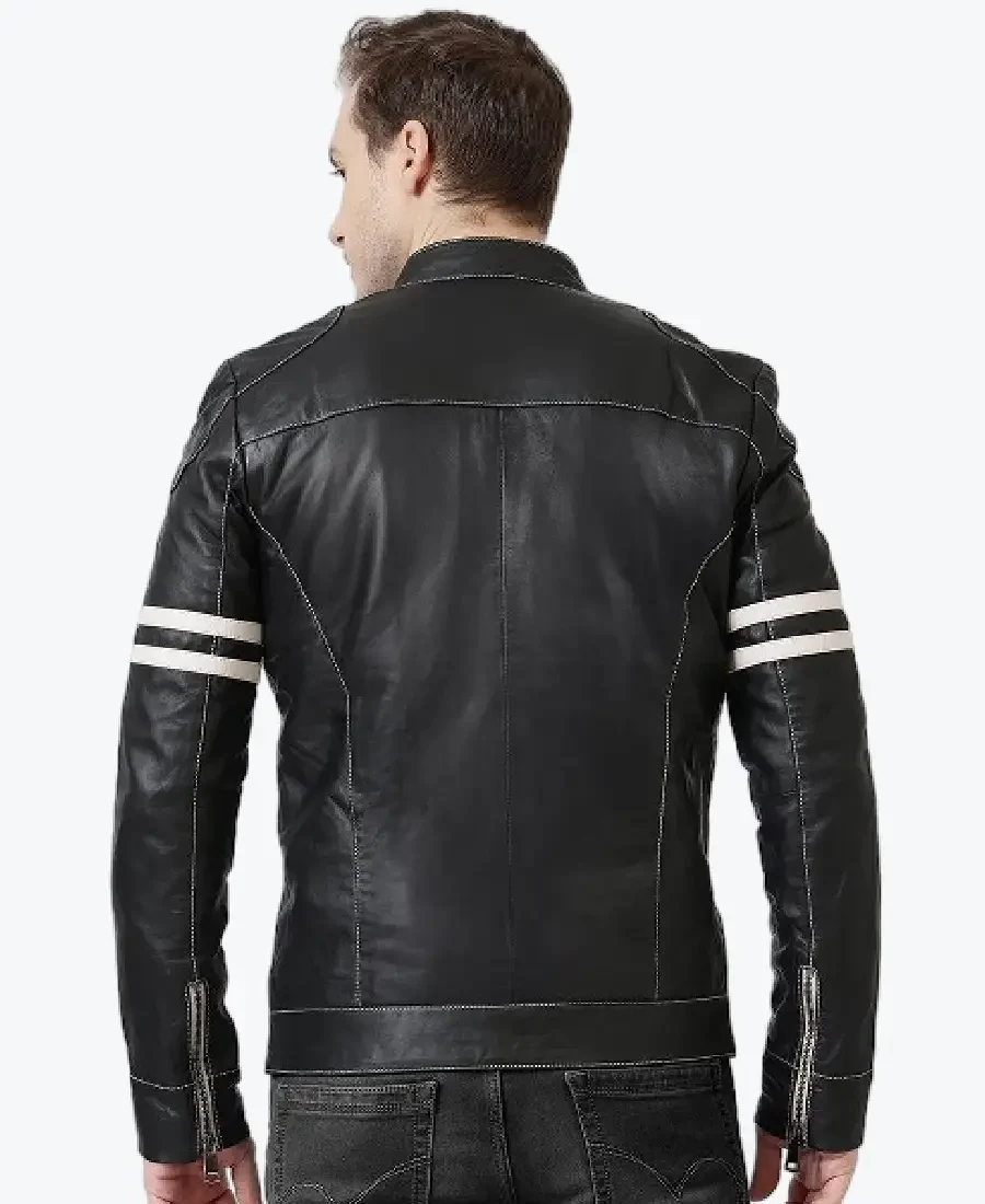 Shop The Men Fred Black Biker Leather Jacket