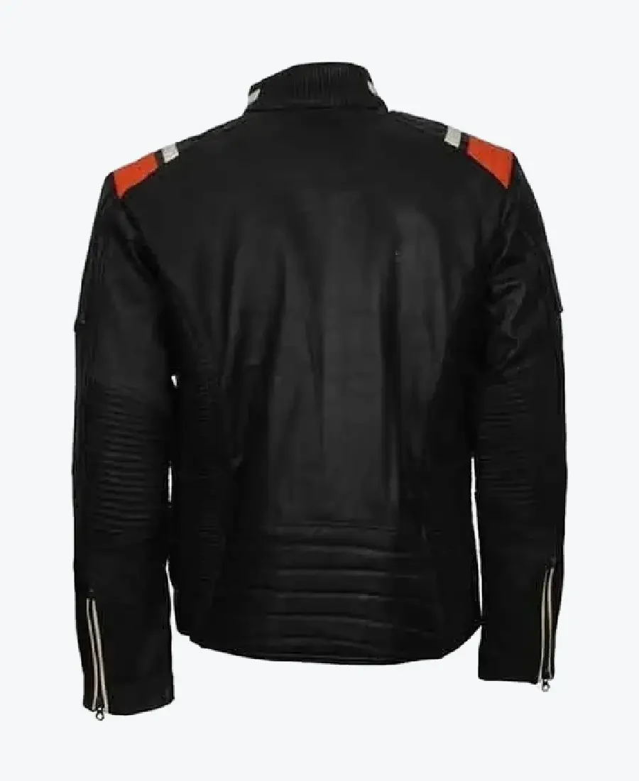 Shop The Men’s Cafe Racer Striped Black Retro Biker Jackets Rare Jacket