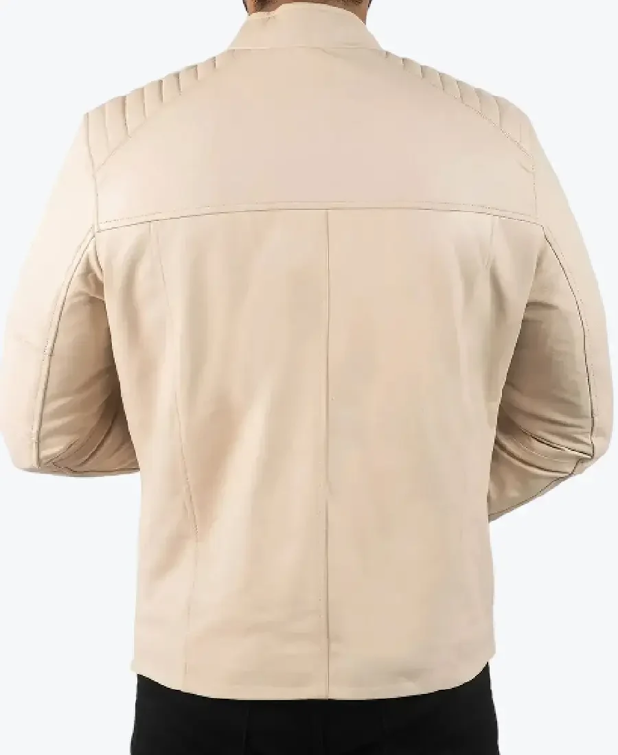 Shop The Men’s Cream Leather Biker Jacket - Rare Jackets