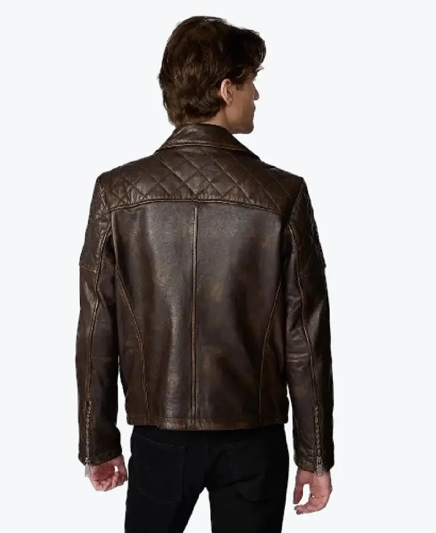 Shop The Men’s Dark Brown Quilted Leather Biker Jacket - Rare Jackets