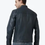 Shop The Men's Navy Leather Biker Jacket