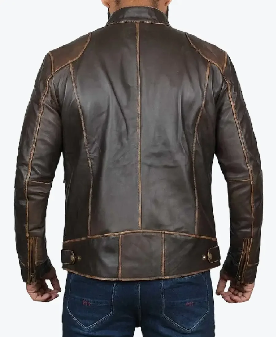Shop The Navarro Dark Brown Cafe Racer Leather Jacket - Rare Jackets