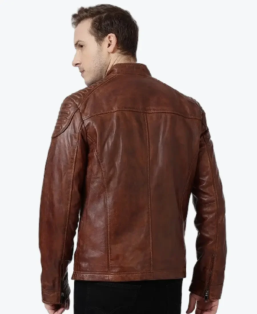 Shop The Thomas Antique Brown Biker Leather Jacket