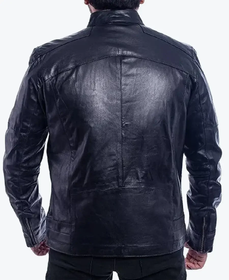 Shop The Trinidad Navy Biker Leather Jacket