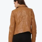 Shop The Women Cognac Brown Leather Biker Jacket - Rare Jackets