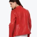 Shop The Women Yvonne Red Leather Biker Jacket - Rare Jackets