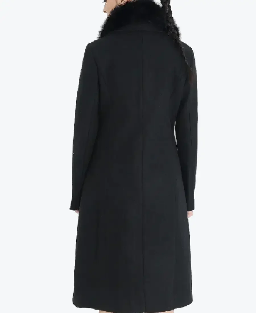 Shop The Women's Black Faux Fur Collar Wool Coat - Rare Jackets