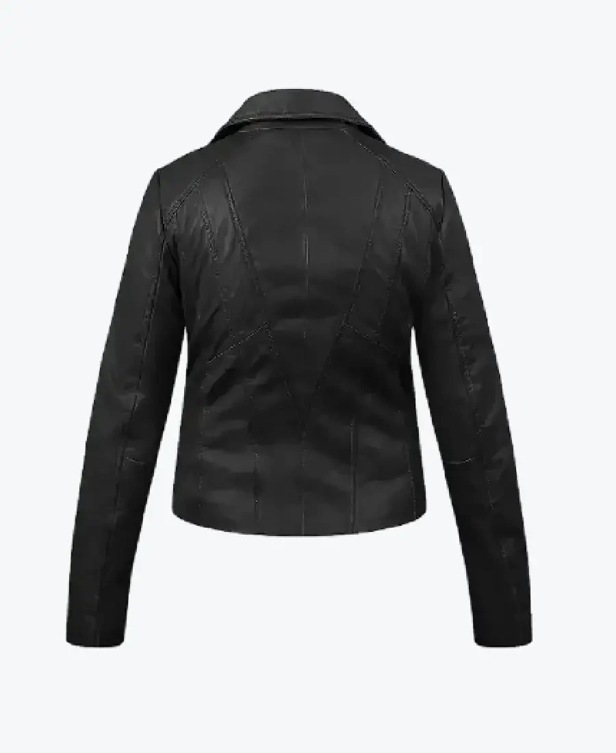 Shop the Women Yvonne Black Leather Biker Jackets Rare Jacket