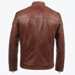 Thomas Antique Brown Biker Leather Jacket Back