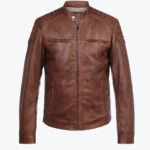 Thomas Antique Brown Biker Leather Jacket Front