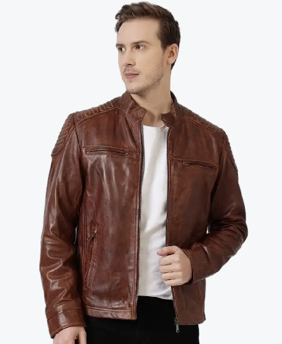 Thomas Antique Brown Biker Leather Jacket