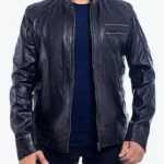 Trinidad Navy Biker Leather Jacket