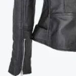 Women Allison Black Biker Leather Jacket Sleeves Rare Jacket