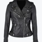 Women Allison Black Biker Leather Jackets Rare Jacket