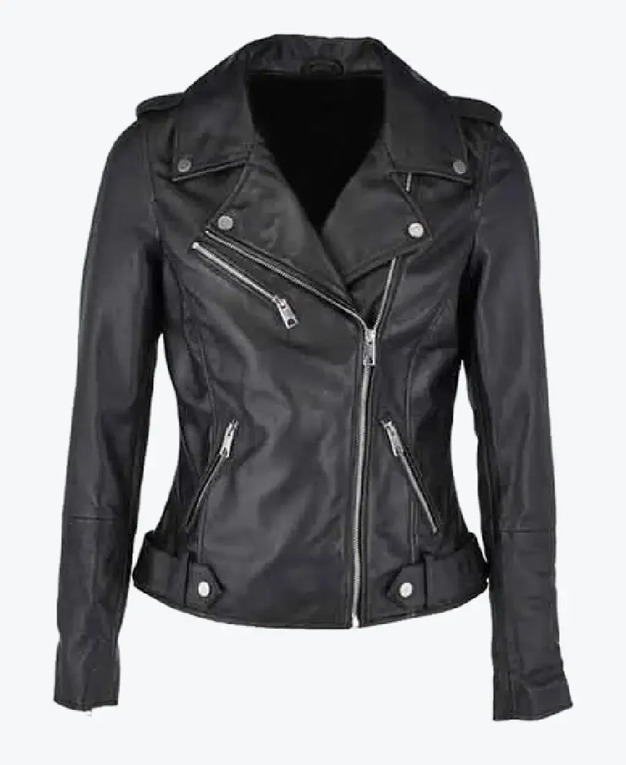 Women Allison Black Biker Leather Jackets Rare Jacket