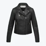 Women Yvonne Black Leather Biker Jacket Rare Jacket