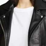 Women’s Biker Black Leather Jacket Collar Rare Jacket