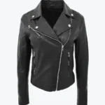 Women’s Black Biker Leather Jacket - Rare Jackets