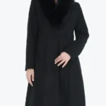 Women's Black Faux Fur Collar Wool Coat - Rare Jackets
