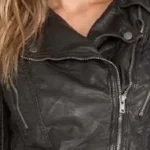 Women’s Black Hooded Leather Jacket Collar Rare Jacket