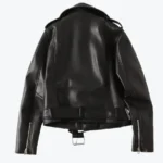 Women’s Black Leather Biker Jacket Back - Rare Jackets