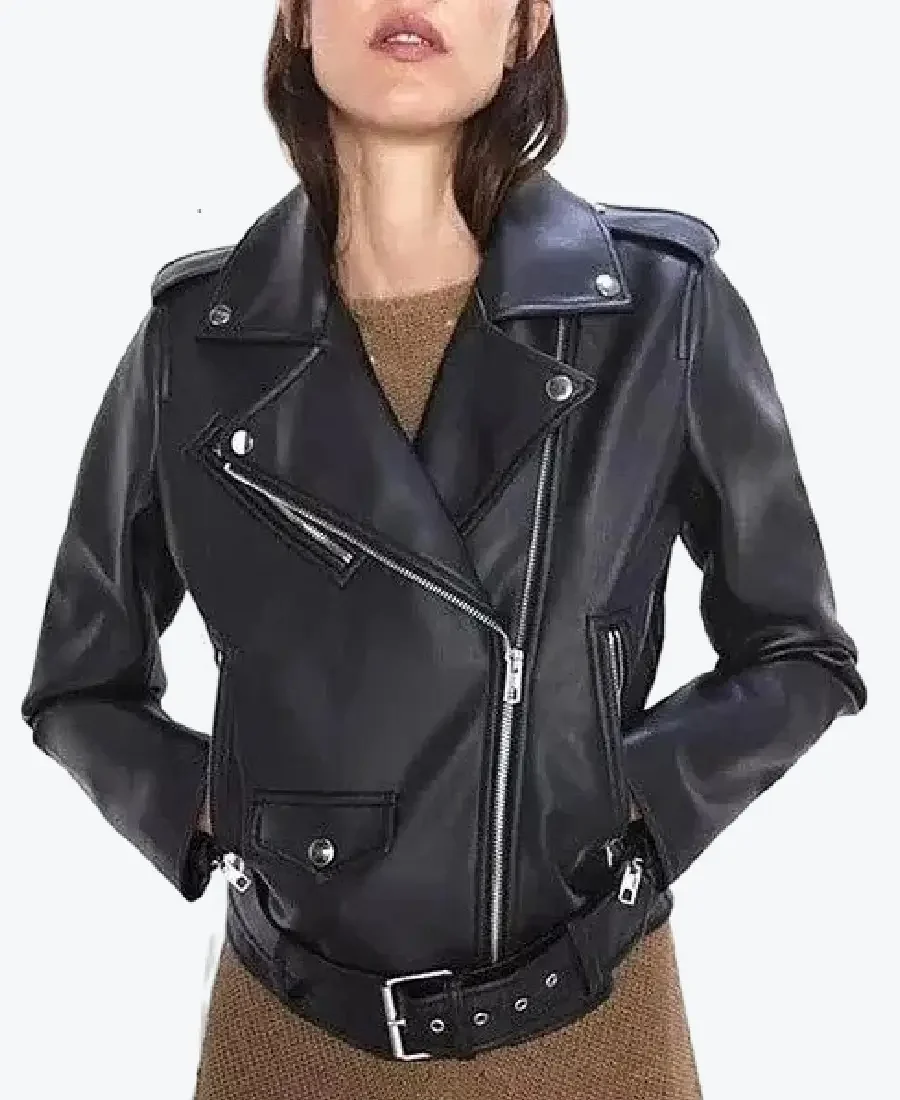 Women’s Black Leather Biker Jacket - Rare Jackets