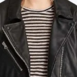 Women’s Black Motorcycle Leather Jacket Collar Rare Jacket