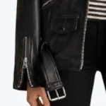 Women’s Black Motorcycle Leather Jacket Sleeves Rare Jacket