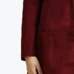 Women’s Burgundy Faux Fur Collar Wool Coat Cuffs