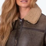 Women’s Cawfell Shearling Aviator Leather Jacket Collars